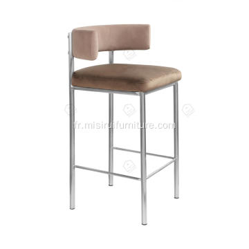 Tabouret de bar à tissu en velours marron